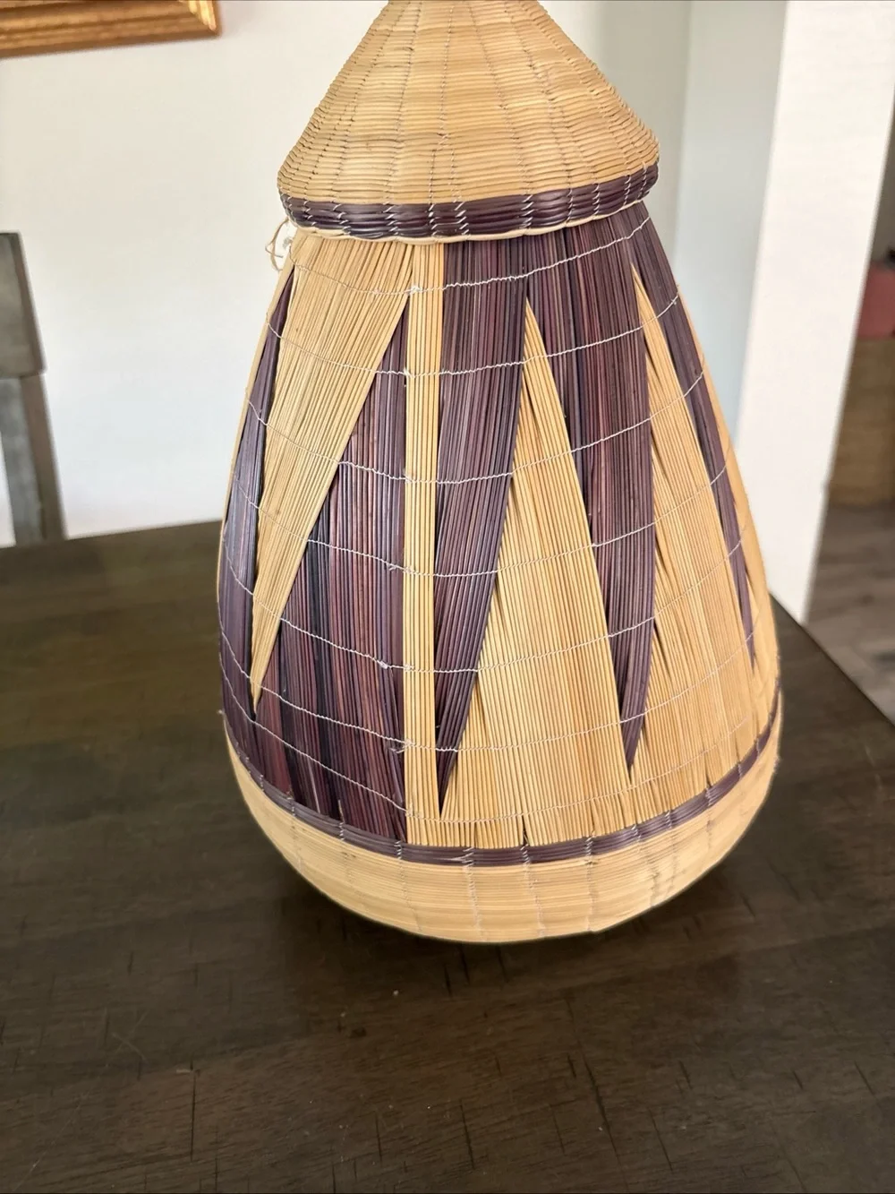 African Rwanda  Tutti Hand Woven Geometric Folk Art Basket